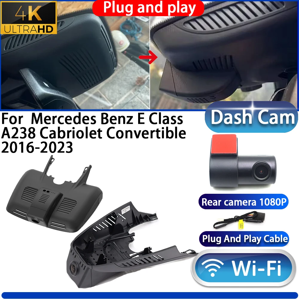 Cámara para Tablero HighCity para Mercedes Benz Clase E A238 Cabriolet Convertible 2016-2023, DVR 4K Wifi, Plug and Play, Grabadora de Video