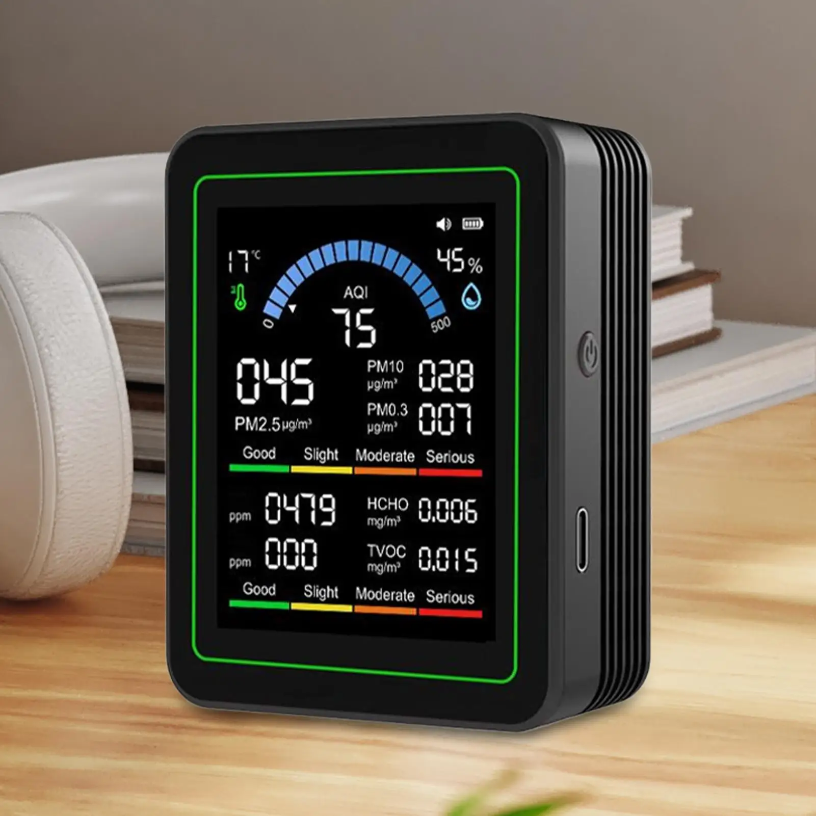 جهاز اختبار الهواء المنزلي، كاشف مراقبة جودة الهواء الداخلي، جهاز قياس الاستشعار المحمول لغرفة النوم، المنزل، المكتب، الداخلي والخارجي