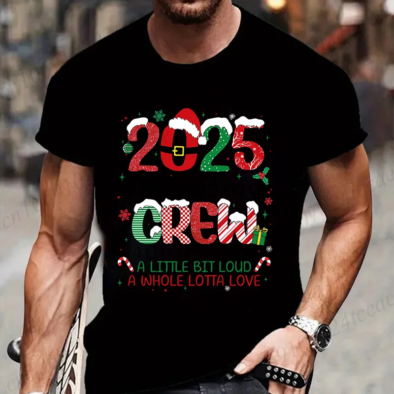 New Fashion Men's T-shirt Family Christmas Crew 2025 Print Tshirt Female Male Short Sleeve Shirts  Xmas Group Casual Tee Clothes