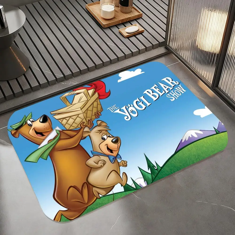Classic Y-Yogi B-Bear Floor Mat Diatomite Bath Mat, Quick Dry Absorbent Non-Slip Door Mat