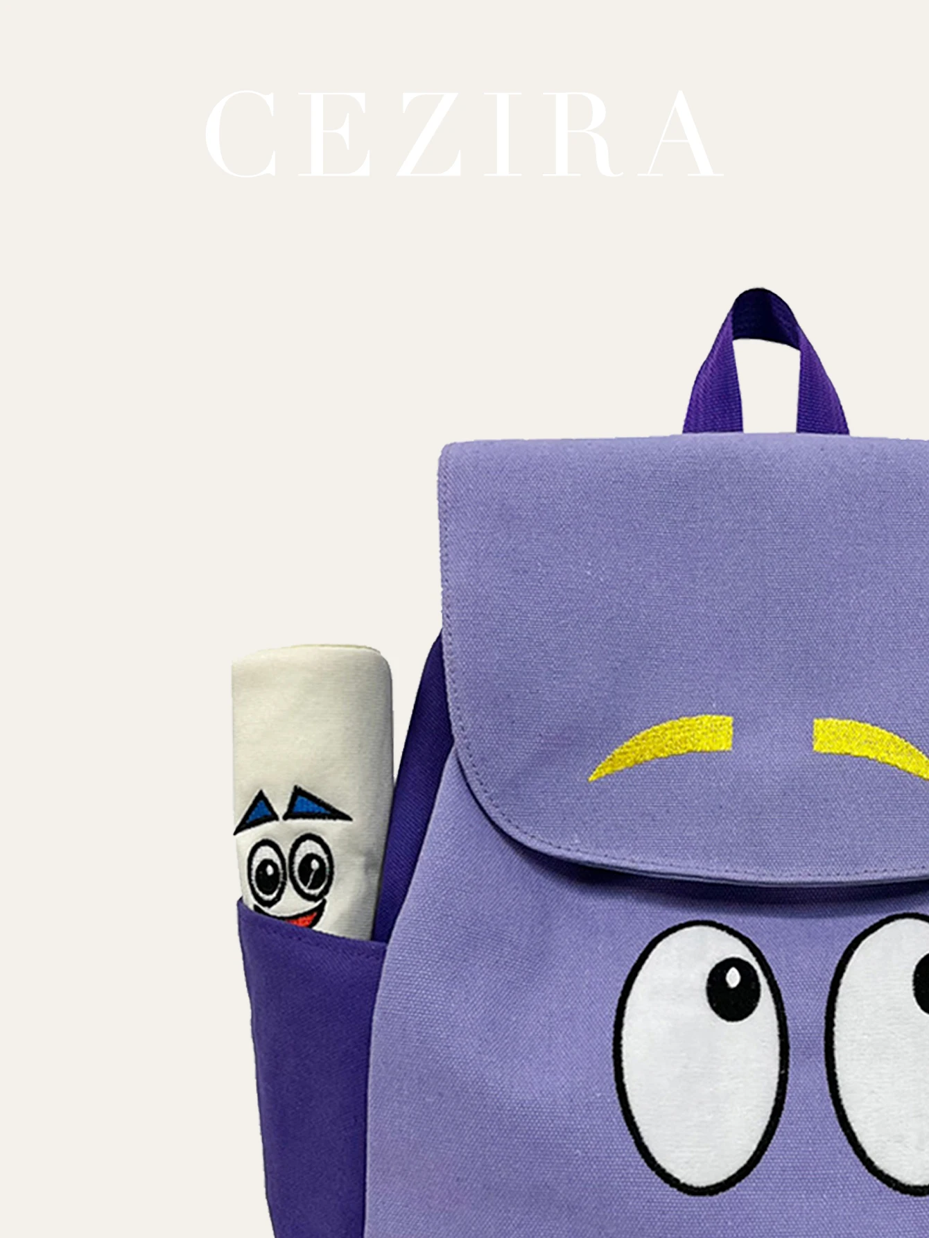 Kawaii لطيف على ظهره الكرتون ابتسامة الوجه غطاء رفرف كبير الرباط حقيبة الكنز خريطة البريدي قلم رصاص محفظة طالب دورا السفر