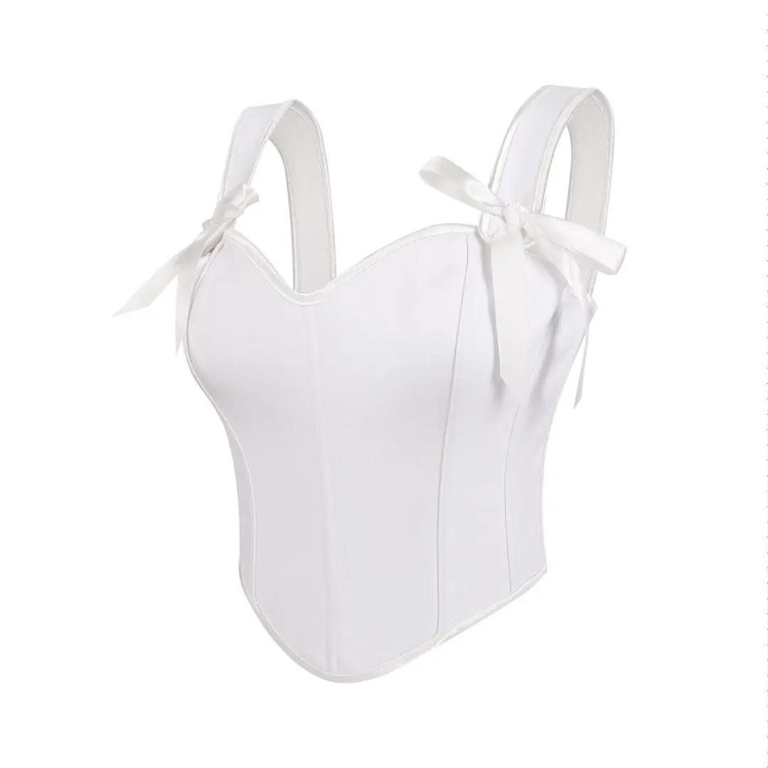 مشد الزفاف أعلى الكورسيهات البيضاء overbust والمشدات للنساء