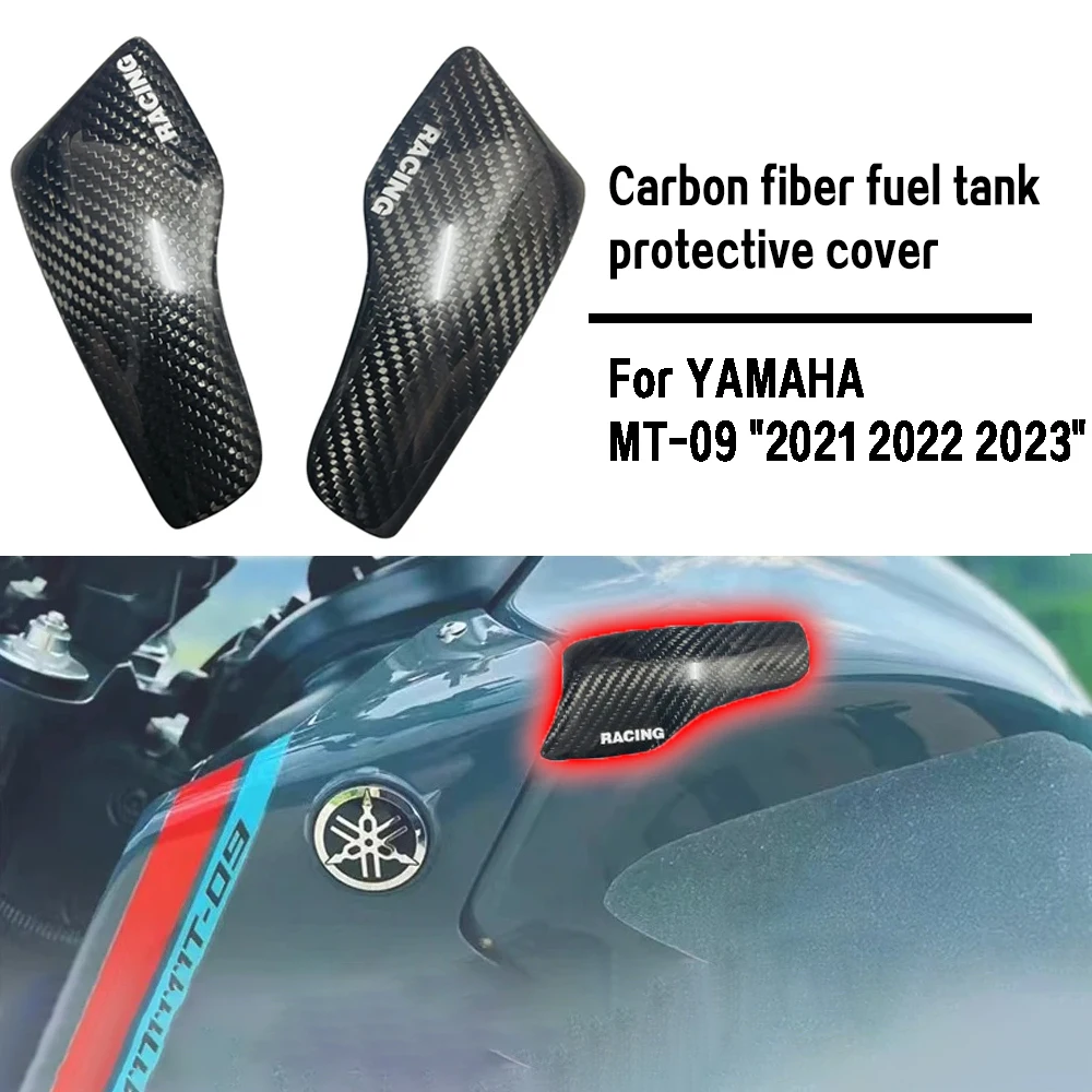 

For Yamaha MT-09 2021 2022 2023 Motorfiets Koolstofvezel Brandstoftank Bescherming Decoratieve Zijklep Protective cover