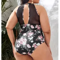 Plus Size One Piece Women's Large Size Swimsuit 2025 Vintage Printed Sexy Tummy Control Bathing Suit Push Up Monokinis Swimwear - Image 4