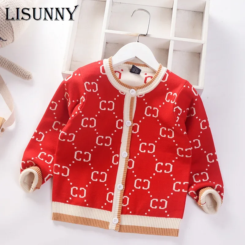 Girls Cardigan Sweater 2024 Autumn European American Style O-Neck Kids Sweater Toddler Coat Children Jacket Baby Clothes 2T-7T