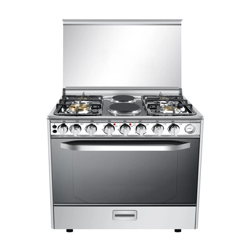 New Style 220V 6 Burner 30 Inch Stainless Steel Gas Stove Electronic Ignition Gas Cooker 4 Burner and 2 Electric Plate With Oven