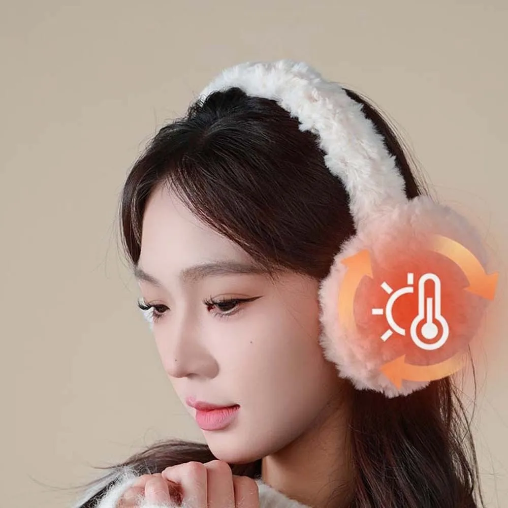 Fashion Windproof Solid Color Earmuffs Soft Foldable Ear Cover Polyester Korean Style Winter Thicken Earflap Outdoor