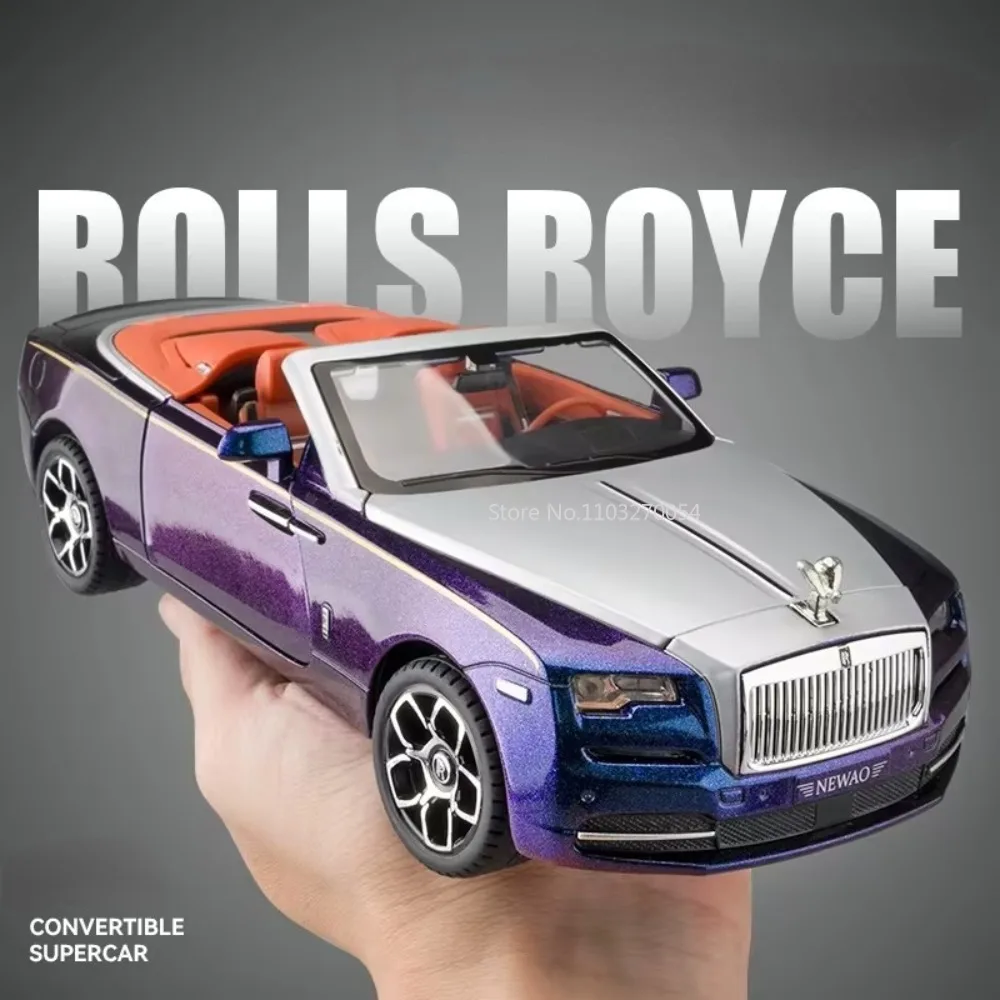 1/24 Rolls Royce Dawn samochodzik-zabawka ze stopu metali Model symulacji światła dźwiękowego cofają się gumowa opona kabrioletu zabawki sportowe kolekcja dla dzieci