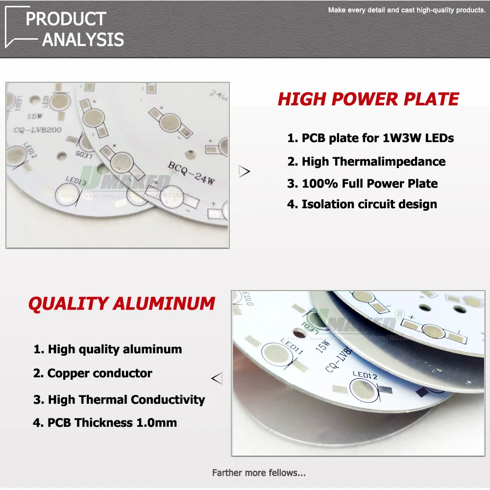 LED PCB Aluminum Plate Substrate 1W 3W 5W 7W 9W 12W 15W HeatSink Board DIY Flashlight SpotlightFor 1 3 5 W Watt High Power Chips