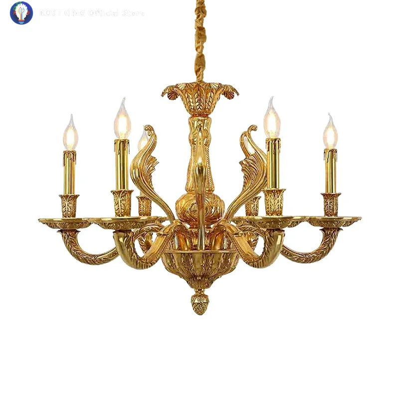 

Retro Style French Brass Chandelier Ideal For Villa Living Dining & Bedroom Classic Designer Candle Pendant