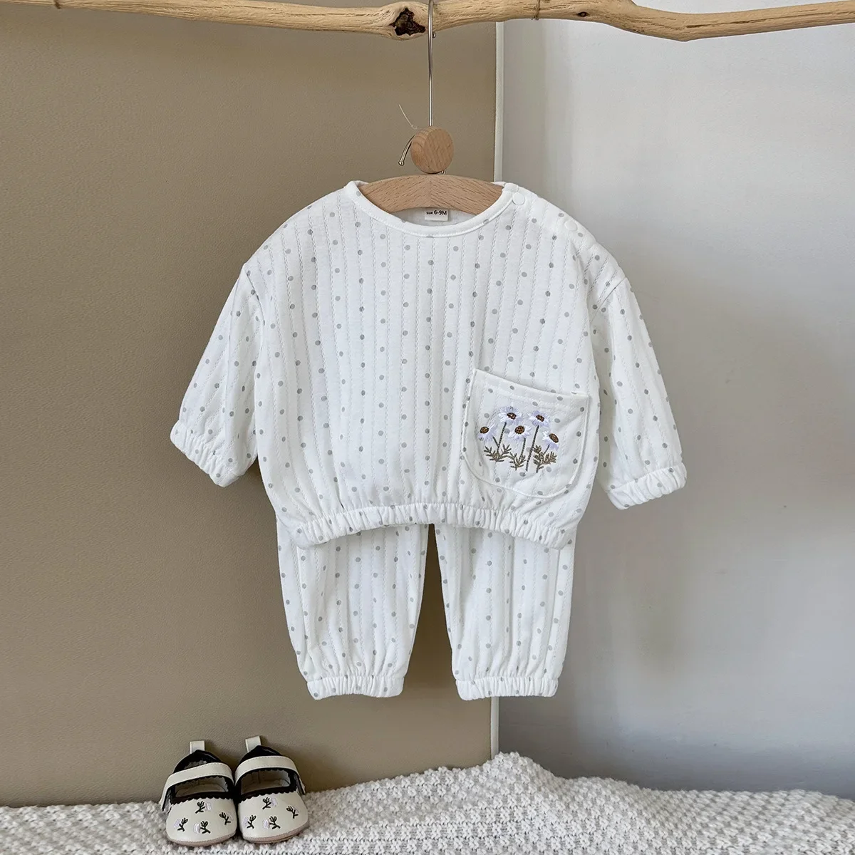

Toddler Baby Clothing 0-3Y Baby Girl Boys Dot Print 2Pcs Sets Long Sleeve Top and Pants Soft Cotton Infant Daily Wear Outfit