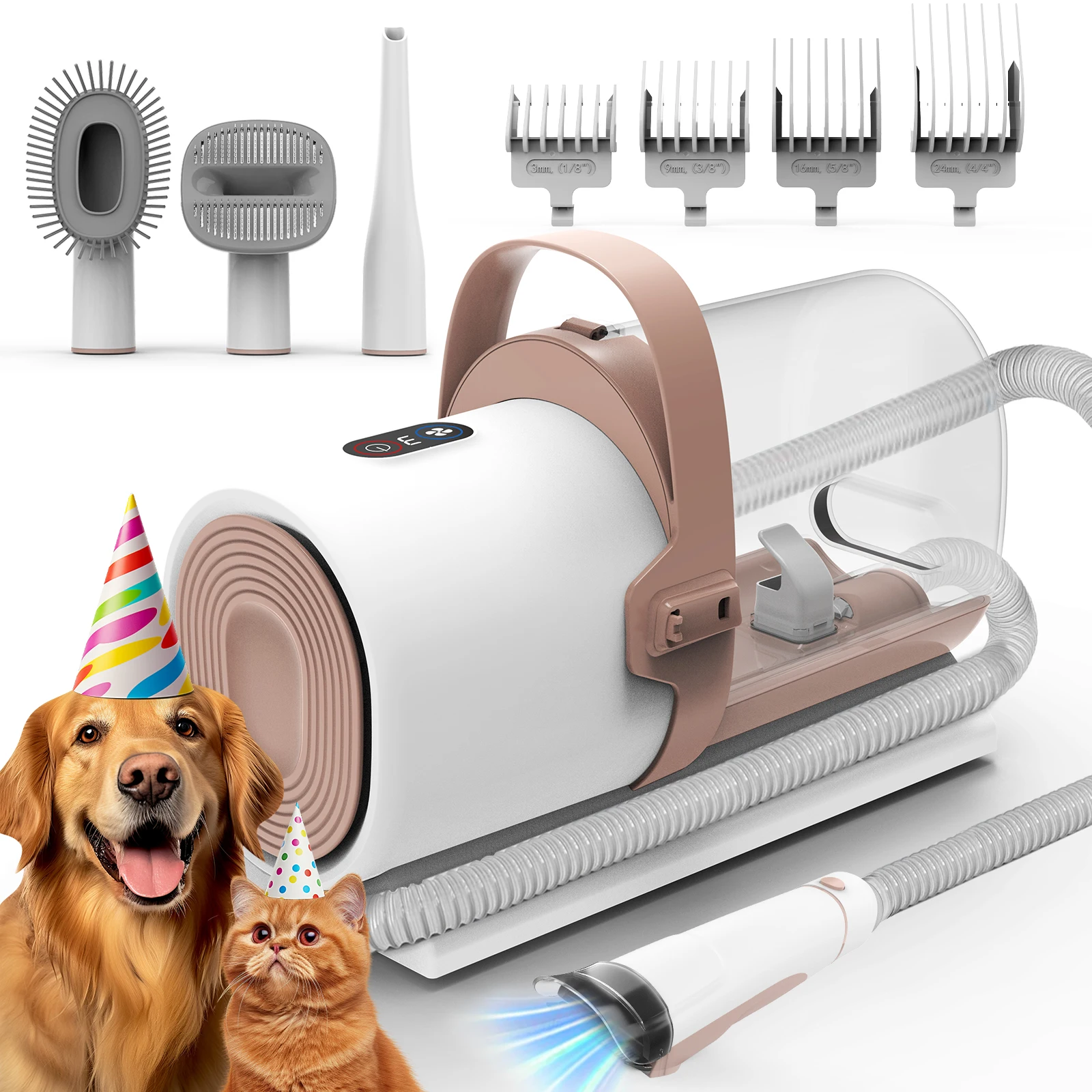 

Pet grooming vacuum adjustable brush electric haircut comb tool 2.5L trash can cat and dog hair remover