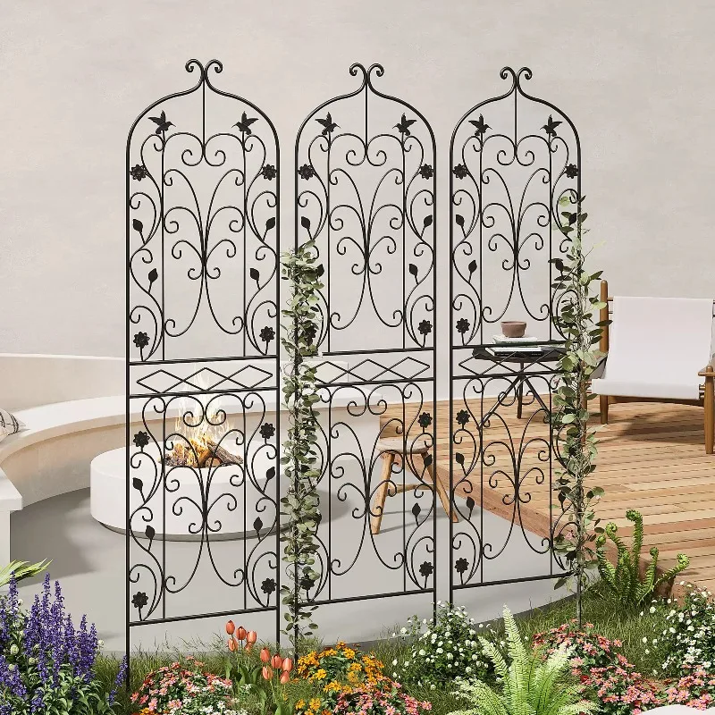 Iron Trellis for Climbing Plants Floor Flower Stand for Clematis Roses Outdoor Garden Vine Support Rustic Metal Plant Cages