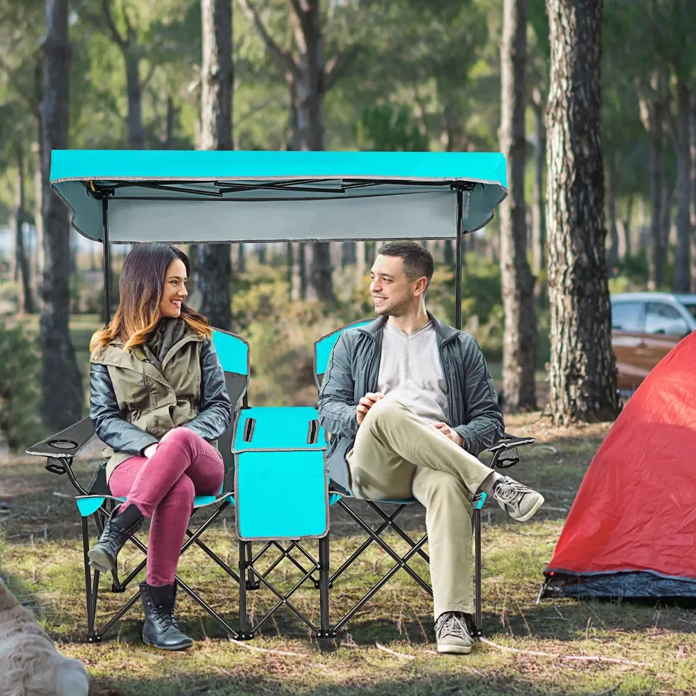 

Portable Folding Camping Canopy Chairs W Cup Holder Cooler Outdoor Red Blue Turquoise