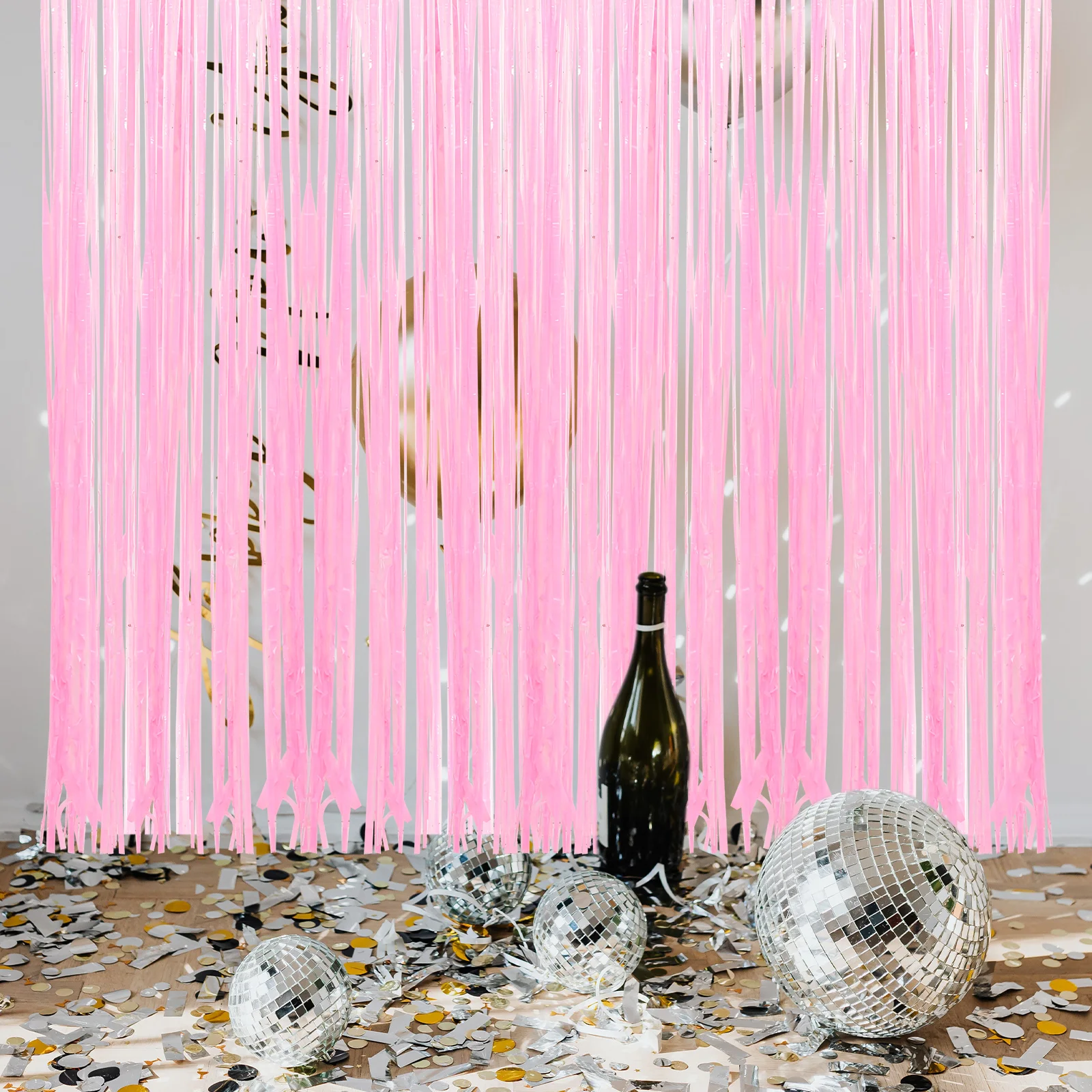 

4 Pcs Fringe Curtain 1x2m Backdrop for Birthday Party Wedding Photo Props Bachelorette Decorations Foil Curtain
