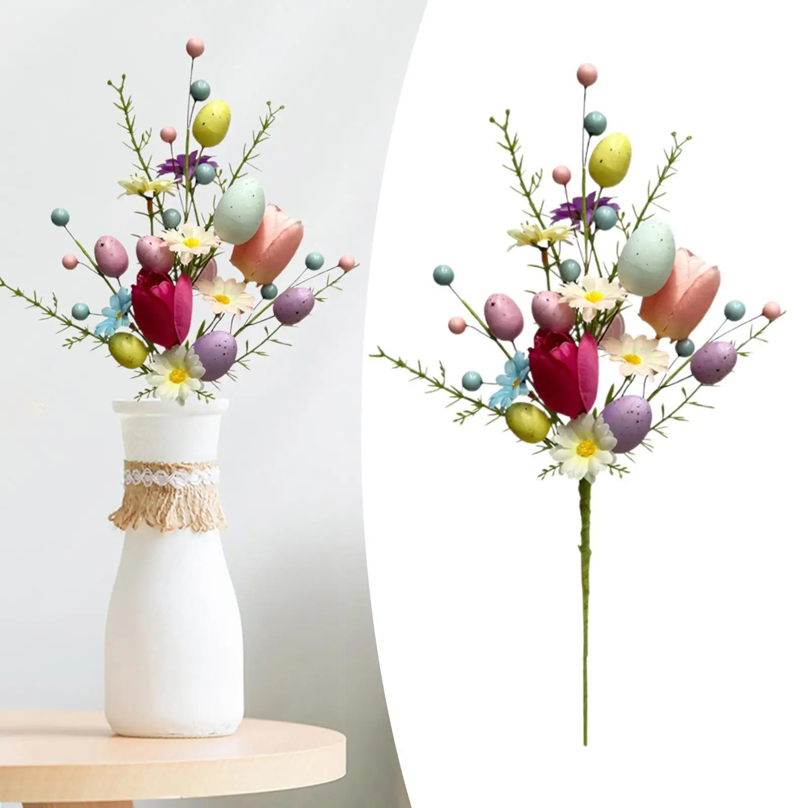 Easter Egg Stem Flower Pick Twig Easter Decoration Branch Fake Eggs for Vase