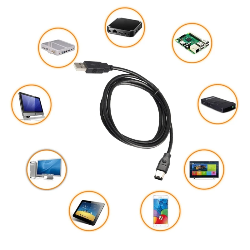 1PC High Quality Firewire IEEE 1394 6 Pin Male To USB 2.0 Male Adaptor Convertor Cable for Digital Cameras and Printers