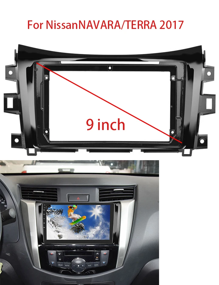 

9-дюймовый автомобильный радиоприемник для Nissan Navara 2017 Frontier, стерео DVD-плеер, установка, отделка головной unit, панель, аудиорамка, рамка