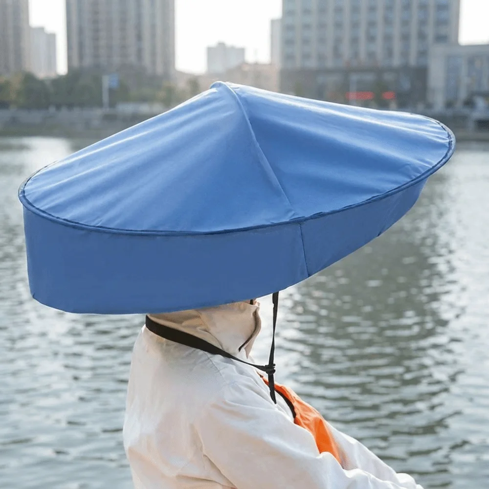 Practical Gift Nylon Hands Free Umbrella Hat Rainproof UV Protection Sun Shade Cap Pongee Lightweight Head Mount Umbrella Beach