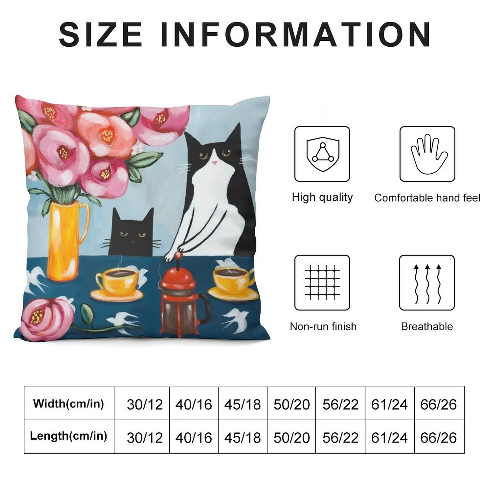 French Press Coffee Cats Throw Pillow Sofa Cushion covers for pillows Pillowcases Cushion Covers Sofa pillow