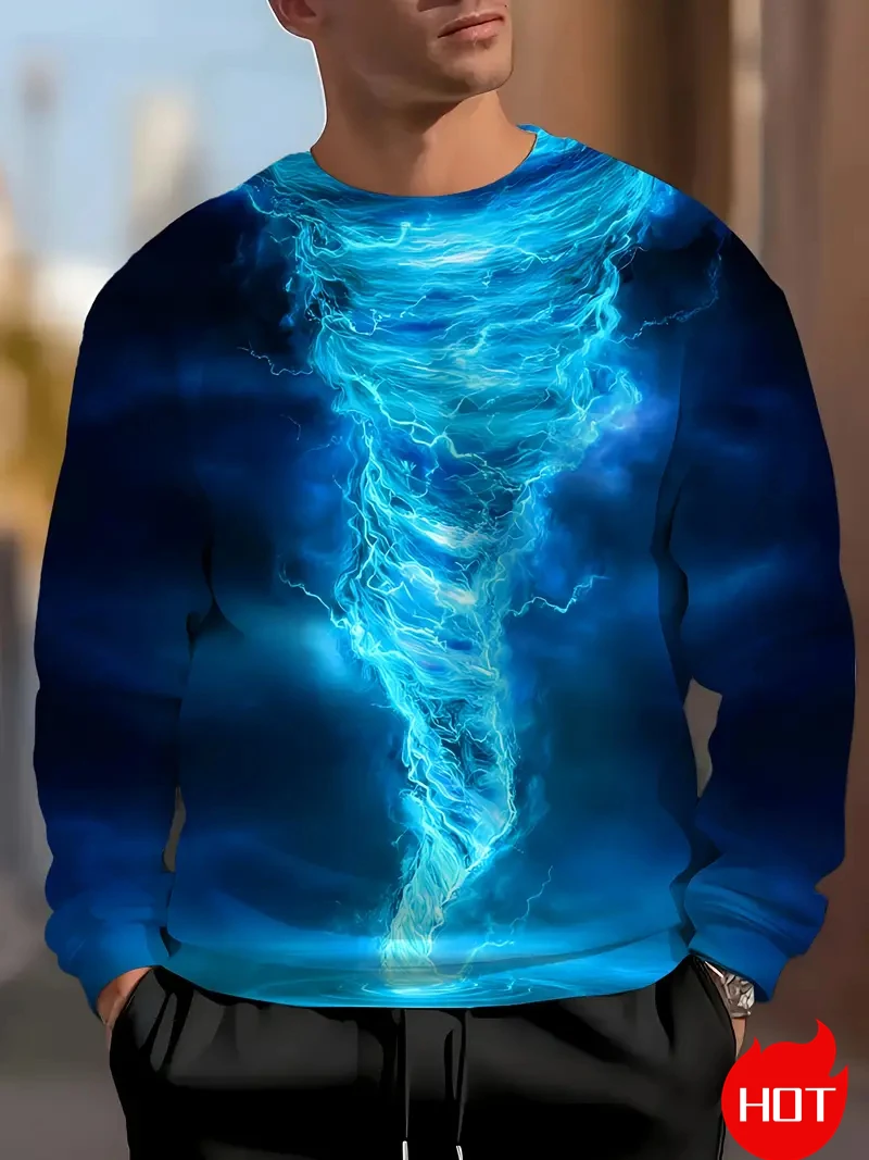 Men's Sweatshirt 3D Printed Vortex Pattern Fashion Trendy Crewneck Sweatshirt Fall Winter New Harajuku Streetwear Large Size Top