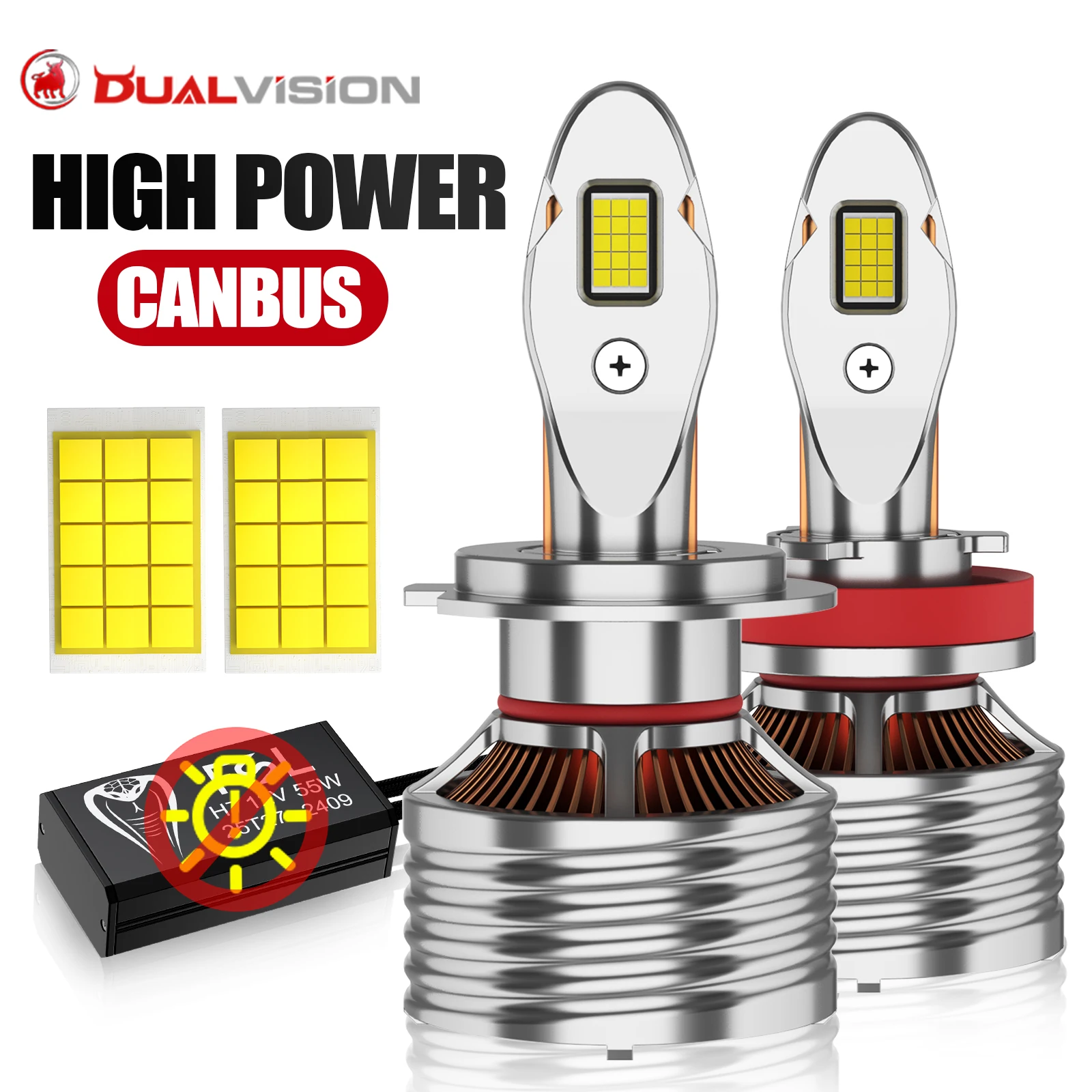 2PCS H7 LED 60000LM 180W H1 Canbus Car Headlight Led Bulbs 6000K LED H4 H11 H8 H9 9005 HB3 Led Double Copper Tube Fog Light 12V
