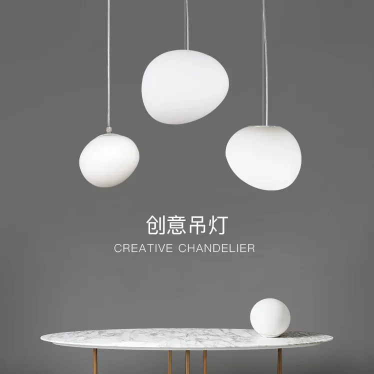 

Italian Creative Pebbles Chandeliers LOFT High Living Room Duplex Stairs Bedside Restaurant Bar Goose Egg Lamp
