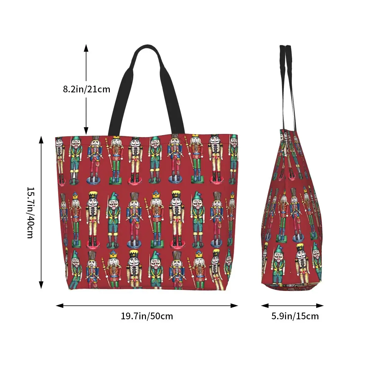 Christmas Nutcracker Shopping Tote Bag Canvas Large Capacity Shoulder Bags Shopper Grocery Handbag for Women