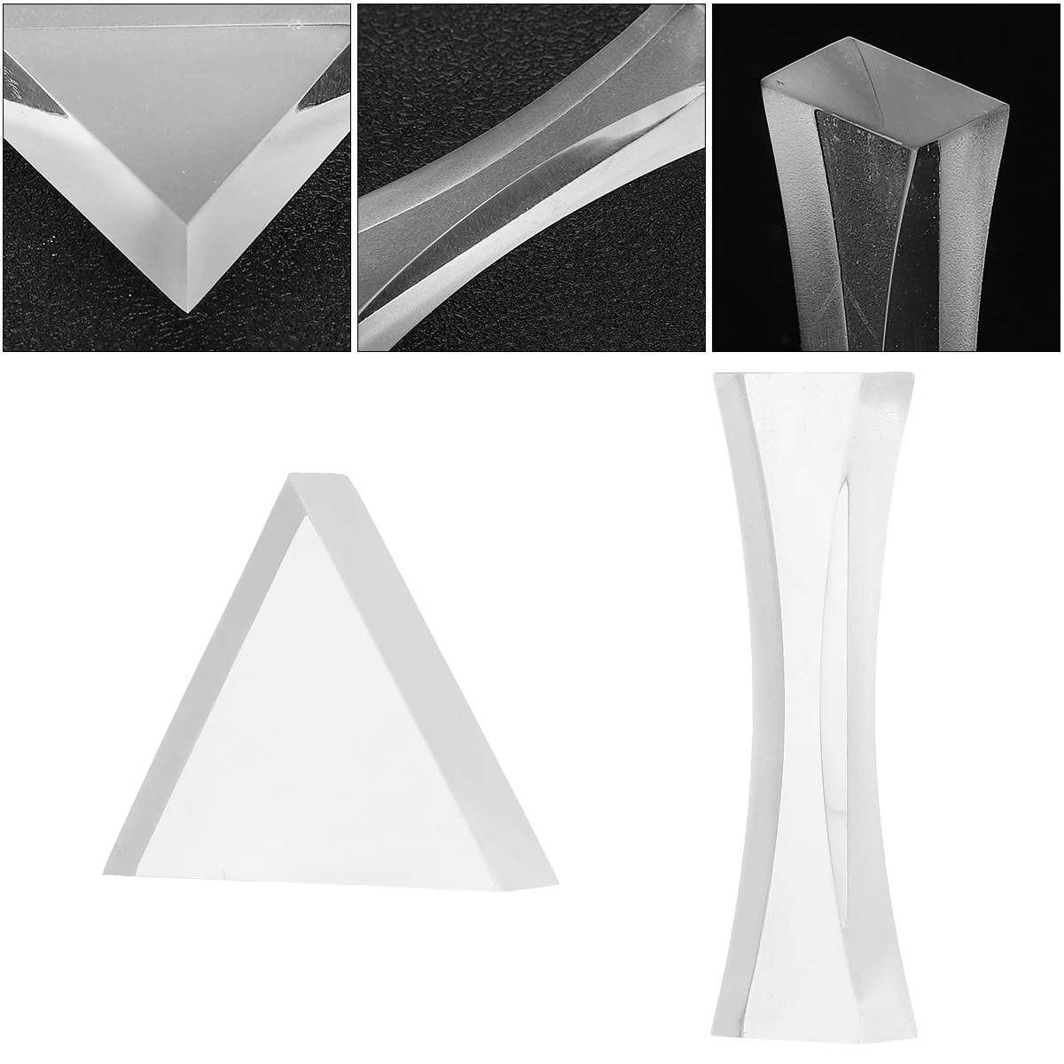 2Pcs Optical Experiment Set Clear Glass Concave and Prism Lens for Lab Use Well Polished Safety Design Physics Education Tool