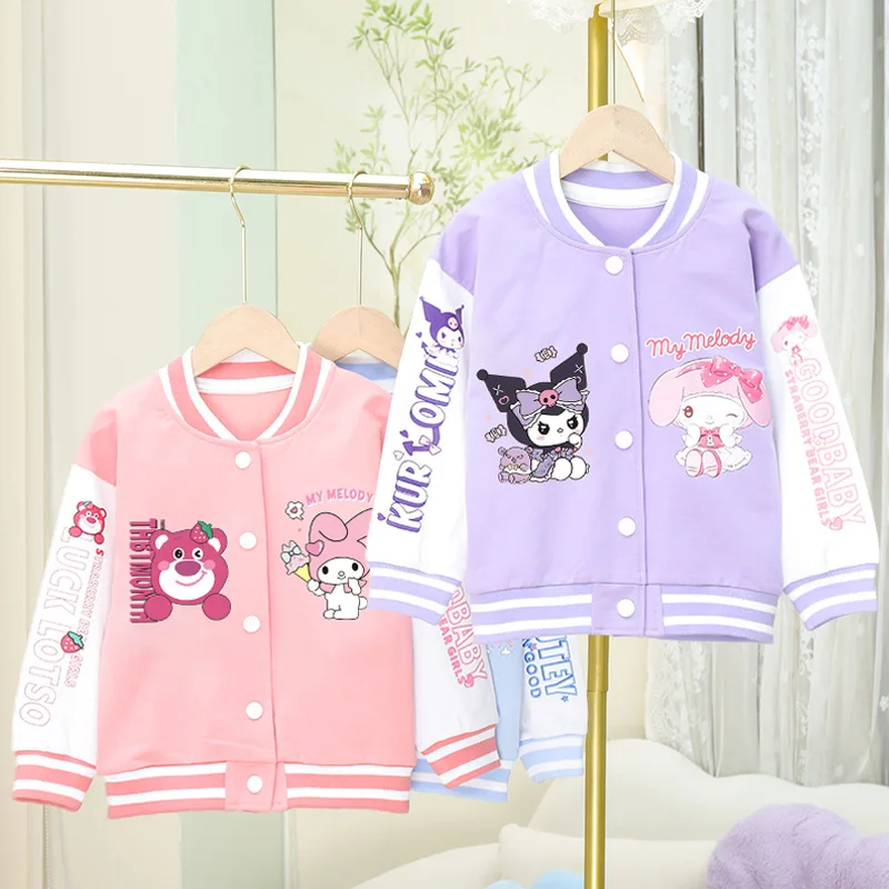 2023 Girls New Baseball Uniform Jacket Kuromi My Melody Cartoon Cute Fashion Pure Cotton Versatile Jacket Clothing Gift