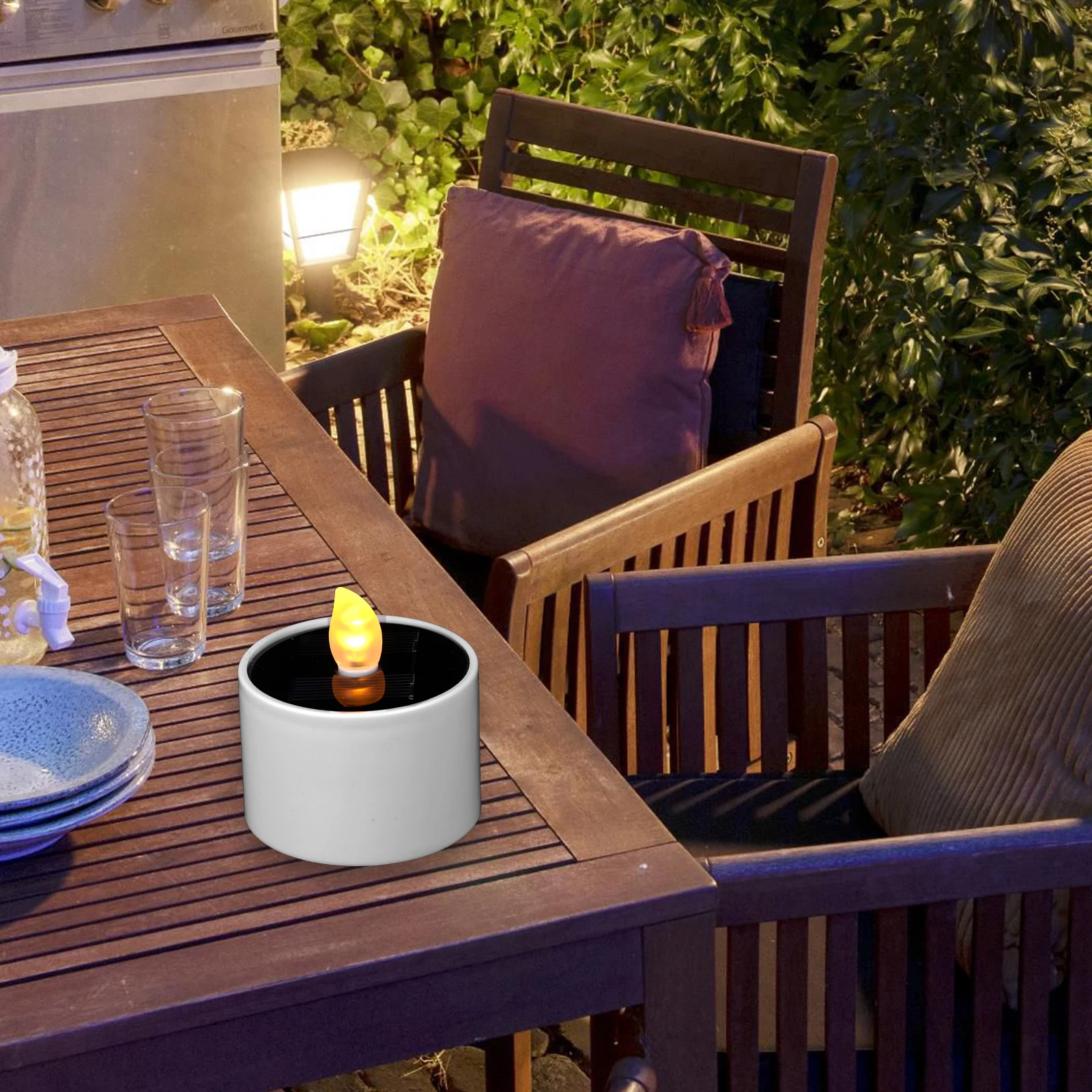 

LED Solar C Light Waterproof Floating Flameless C les Rechargeable Batteries Yellow Flicker Garden Decoration