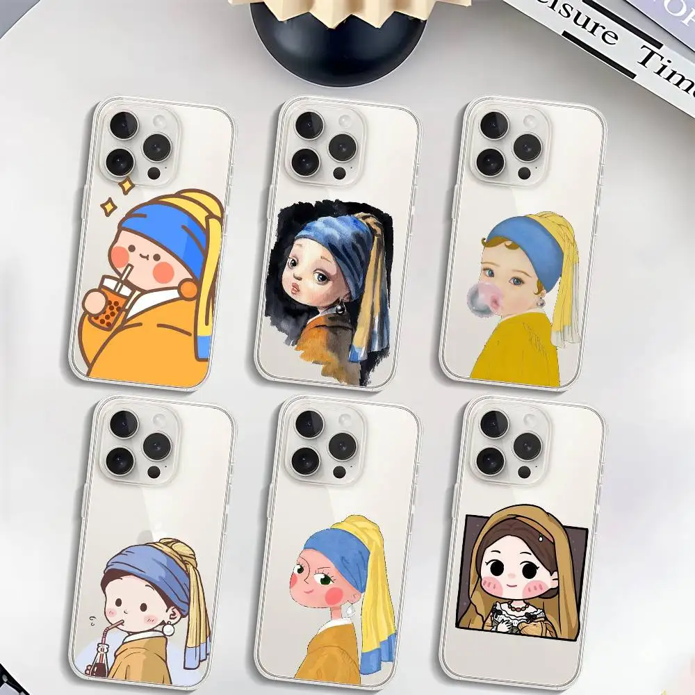 Funda para Teléfono con Diseño de la Mona Lisa de Leonardo Da Vinci para iPhone 17 16 15 11 14 12 13 16 Pro Max X XR XS Max Plus, Transparente y Suave