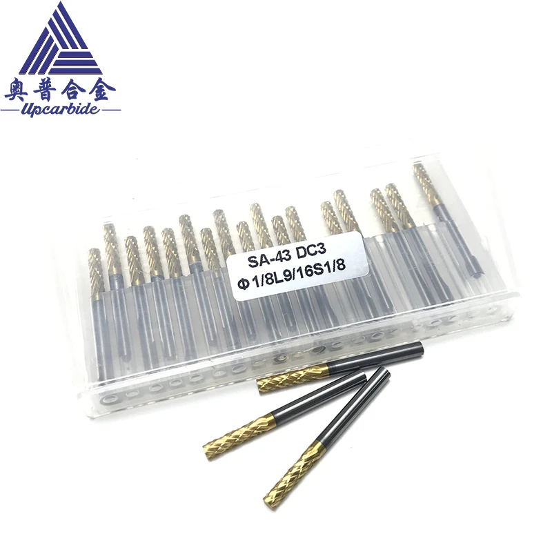 Double Flute Carbide Rotary Burrs Tool Set - Golden Coated Cemented Rotary Files for Metal Grinding (Manufacturer Direct)