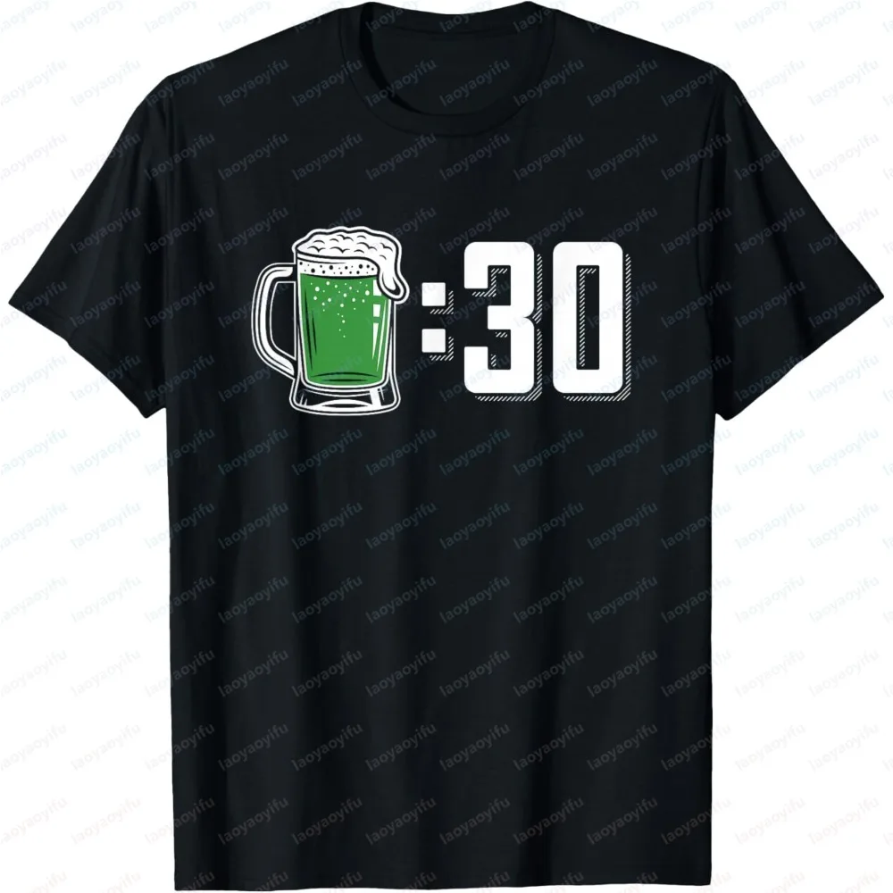 Green Beer 30 St Patrick's Day Drinking Party Print Men T-Shirt Summer Fashion Short Sleeve Cotton Tee Irish Holiday Party Tops