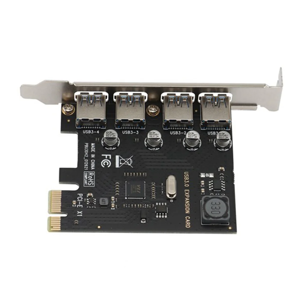 FUFU  4 Port USB 3.0 PCI-E Expansion Card PCI Express PCIe USB 3.0 HUB Adapter 4-Port USB3.0 Controller USB3.0 PCIe
