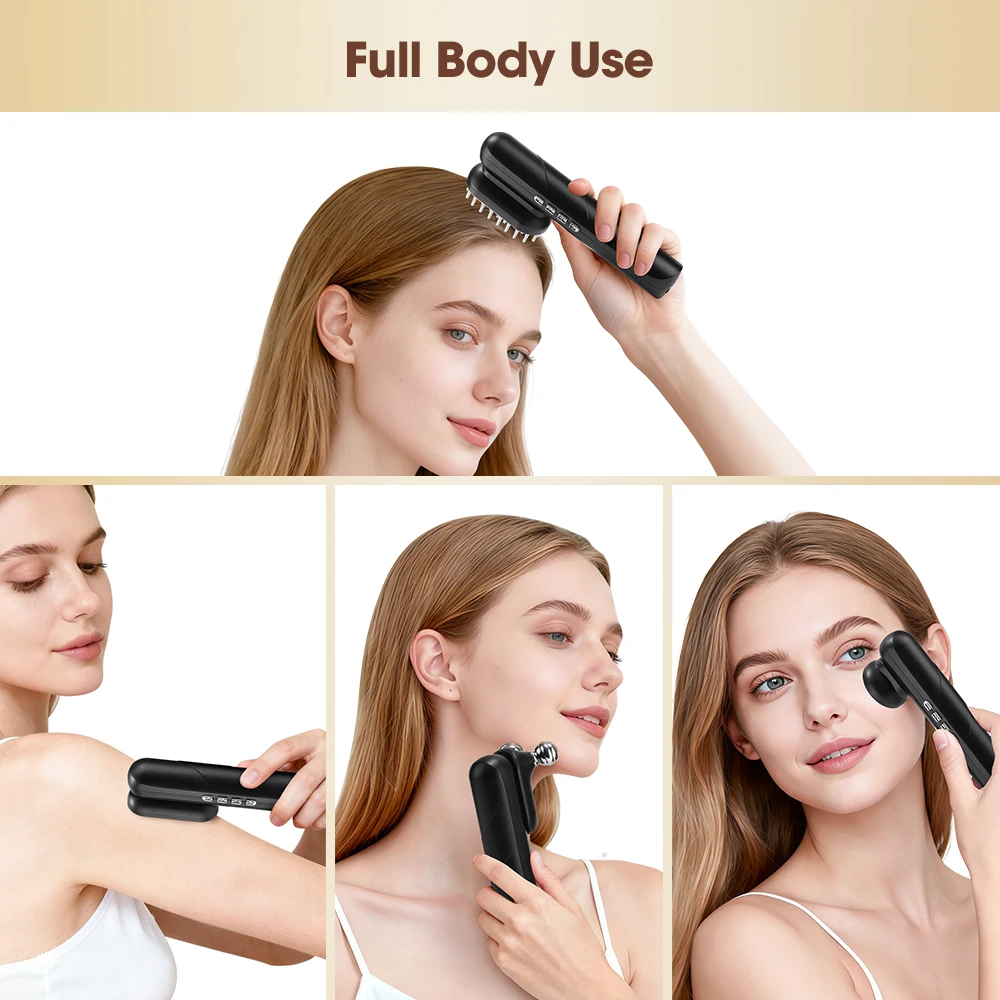 Wielofunkcyjne urządzenie kosmetyczne, ręczny elektryczny masażer do skóry głowy, grzebień do masażu twarzy i szyi, roller do liftingu twarzy, narzędzia do pielęgnacji skóry twarzy.