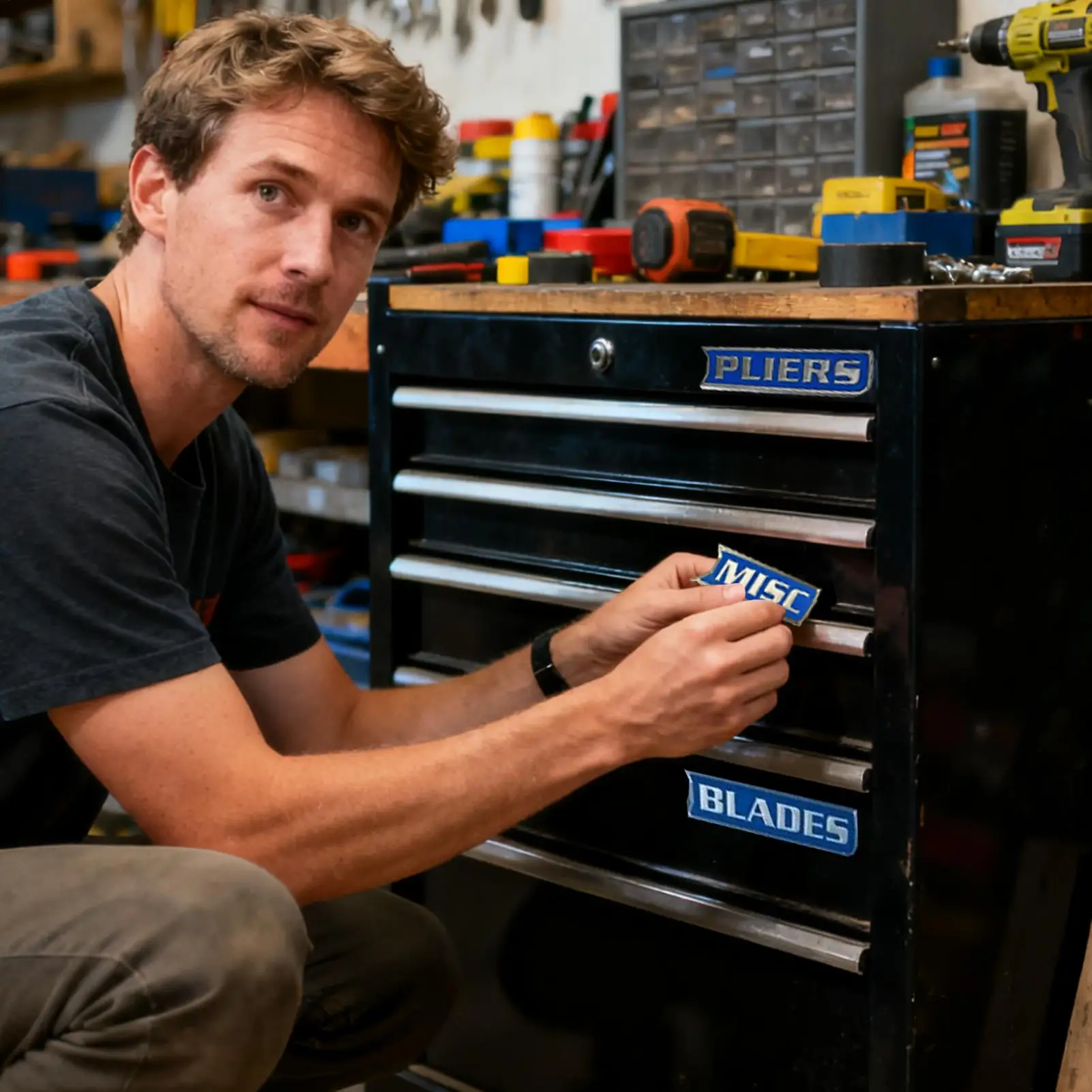 Magnetic Tool Box Labels 12 Pieces Removable Reusable Organization Stickers Tool Chest Organizer Labels For Steel Carts Drawers