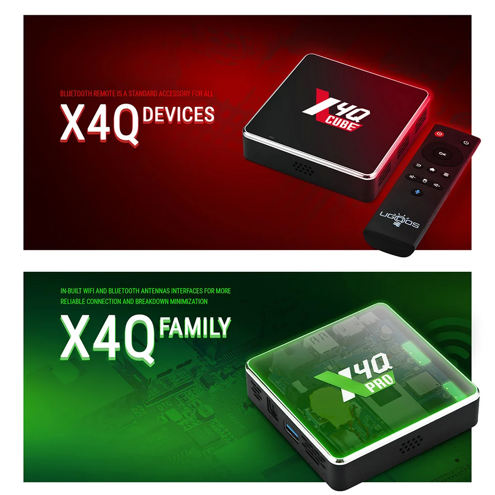 Ugoos x4q pro caixa de tv android 11 lpddr4 4gb 32gb amlogic s905x4 winevine l1 cec hdr wifi 1000m bt 4k 2gb 16gb 64gb x4q mais cubo