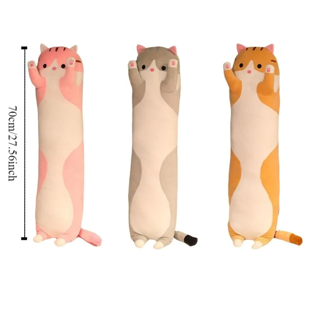 Mignon 70 cm de Long chat Ultra doux élastique longue jeter oreiller à câliner dessin animé chat oreiller cadeau