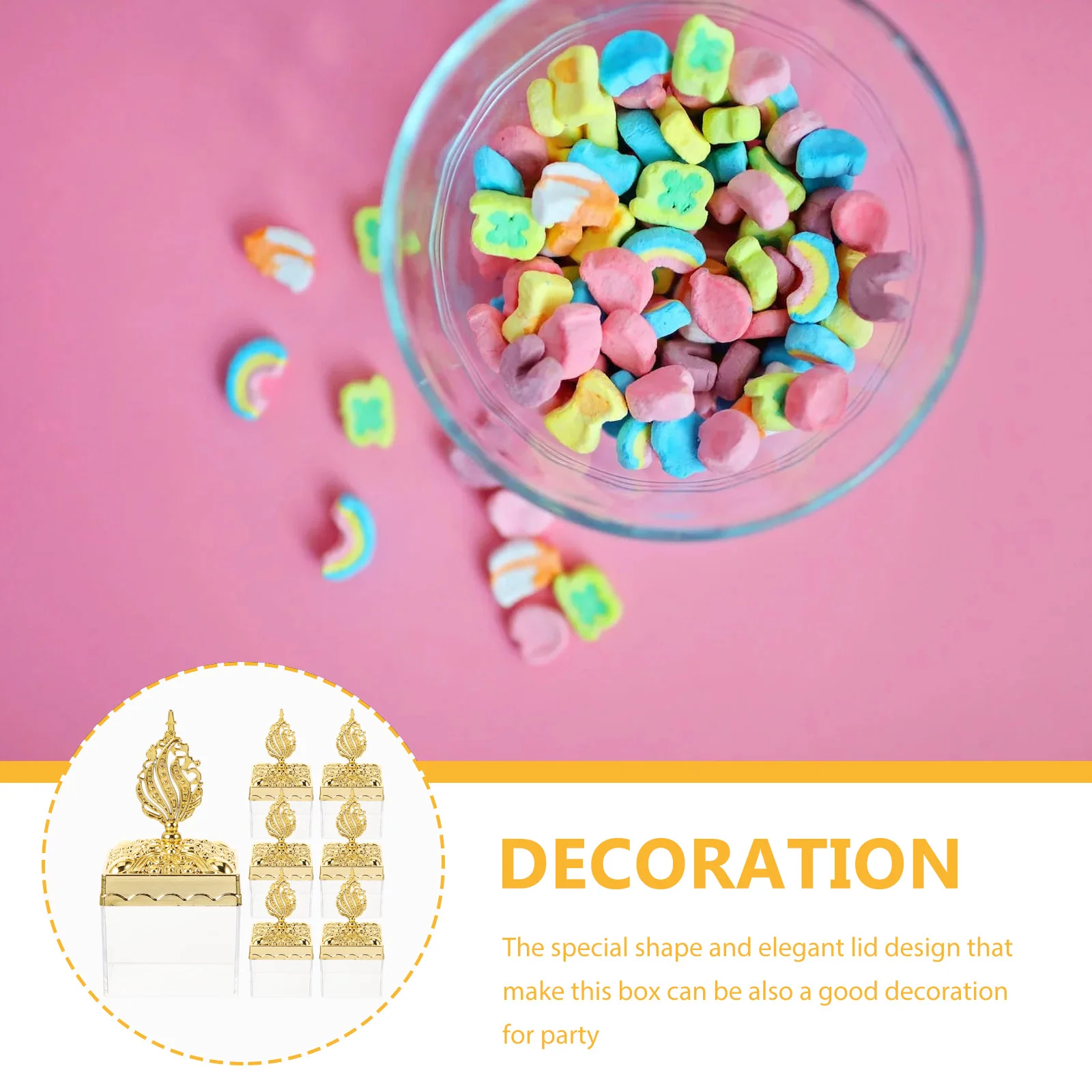 

12Pcs Gold Candy Boxes Transparent Square Plastic Wedding Favors Candy Gift Boxes for Party Valentine's Day Christmas