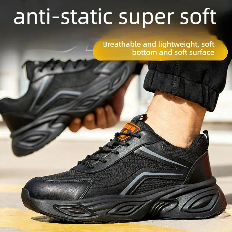 Summer Industrial Anti-static Shoes Gas Station Work Shoes No Steel Toe Light Safety Shoes Breathable Sneakers For Women Men_voghion.com
