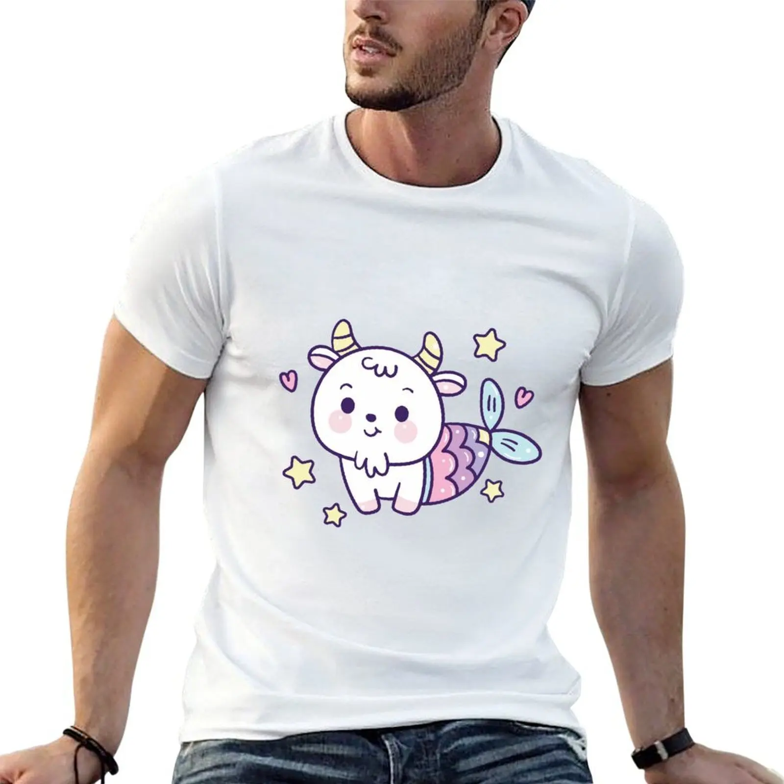 

Cartoon Capricorn T-Shirt t shirts for man cotton funny t shirt for man 100 percent cotton g man t shirts for men T-Shirt