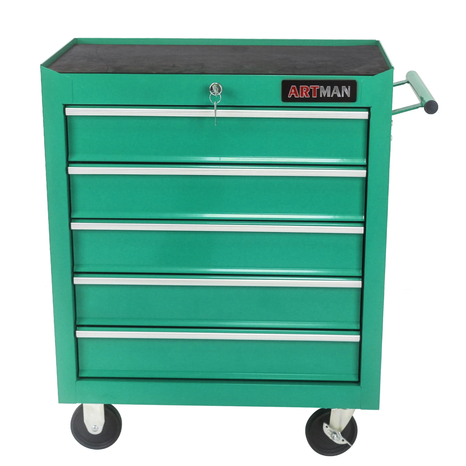 

5 drawers tool cart with wheels, multi-functional and green