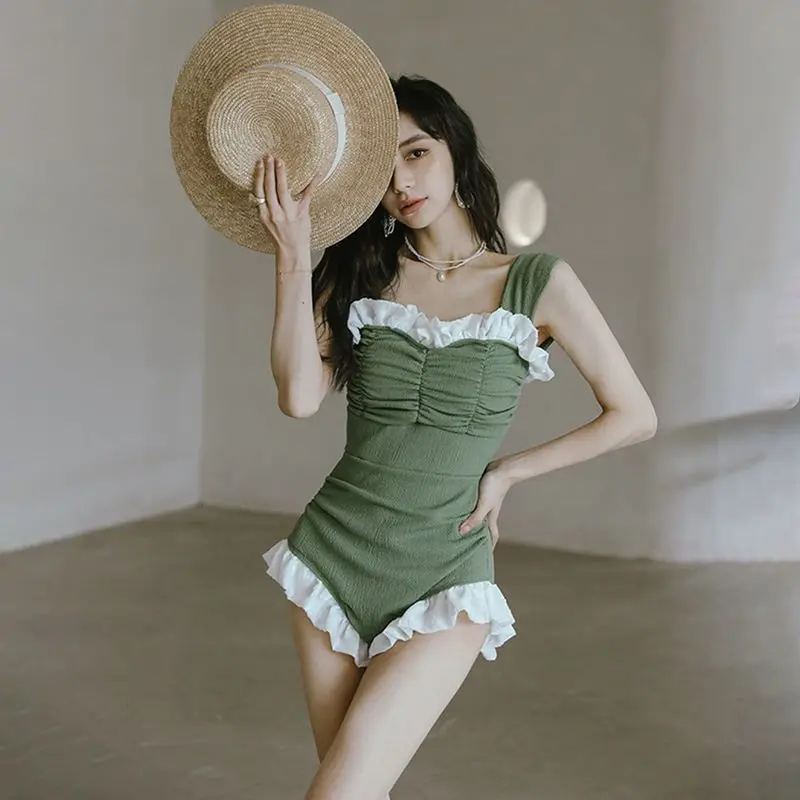 Women's Modest One Piece Swimsuit 2026 Trendy Tummy Control Bathing Suit Vintage Full Coverage Summer Beachwear