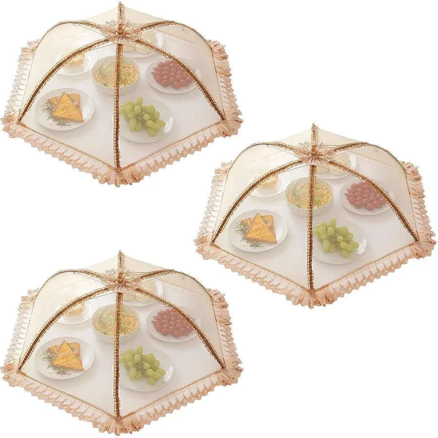 

3Pack Extra Large Food Cover 32x32 PopUp Food Nets Mesh Food Covers Tent Umbrella for Outdoors Screen Tents Parties Picnics BBQ