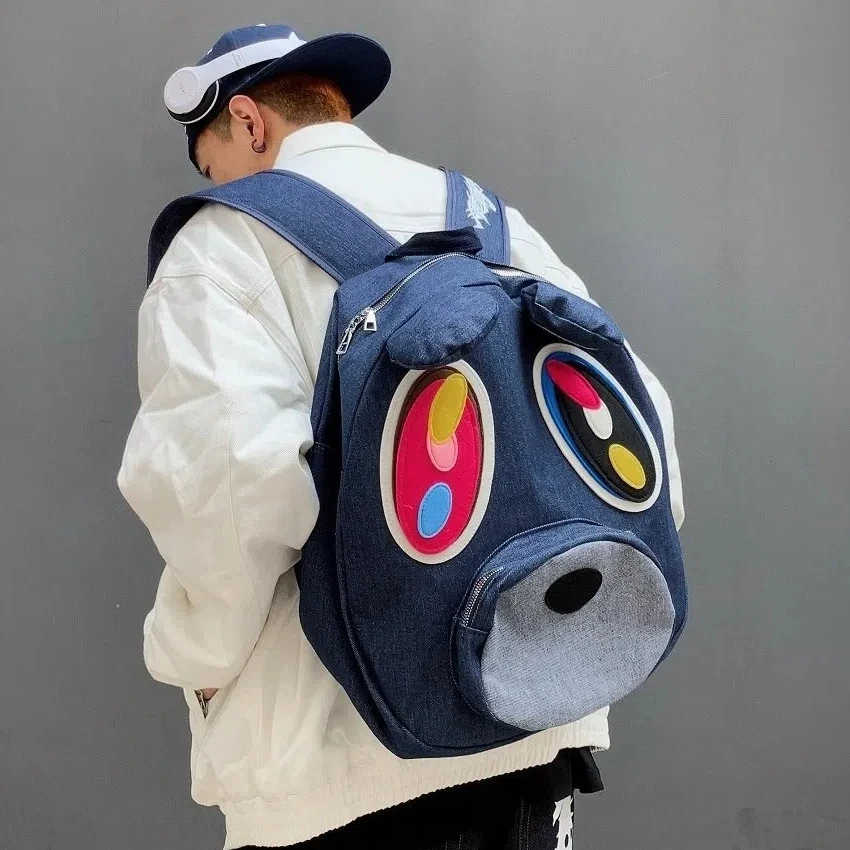 Gift Bear Denim Backpack Creative Large Capacity Y2K Shoulder Bag Funny Zipper Handbag School Bag Primary School
