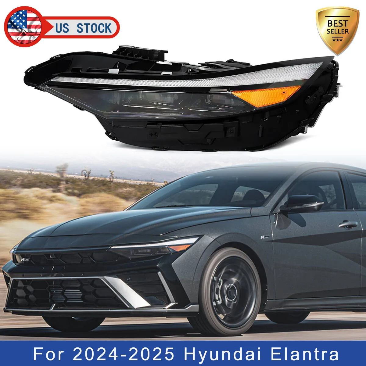 

Headlight Assembly LED For Hyundai Elantra Sedan 4-Door 2024 2025 Left Right Side Head Light Lamp Car DRL Direct Replacement