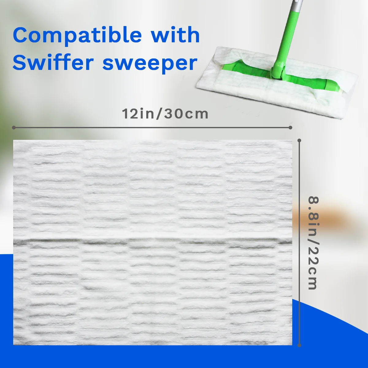 JINYUDOME 8.8x12inch Disposable Electrostatic Dust Mop Pads High-Efficiency Swiffer Wet/Dry Mop Floor Cleaning Cloth