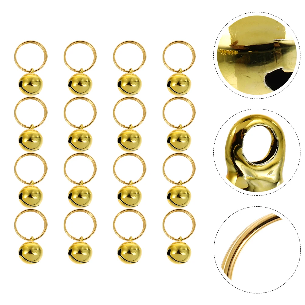 

16Pcs Christmas Hanging Bells Copper Material Sweet Sound Decor for Pet Dog Cat Collar DIY Ornament Pet Hanging Bell