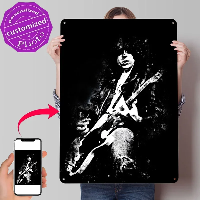 Johnny Ramone BW Personalized 3D Textured Metal Poster Wall Art Vintage Tin Signs for Home Decoration Room Accessories Wand Deko